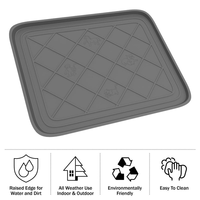 Stalwart All Weather Boot Tray - Small Water Resistant Plastic Utility Shoe Mat for Indoor and Outdoor Use in All Seasons by Stalwart (Grey) - Image 3